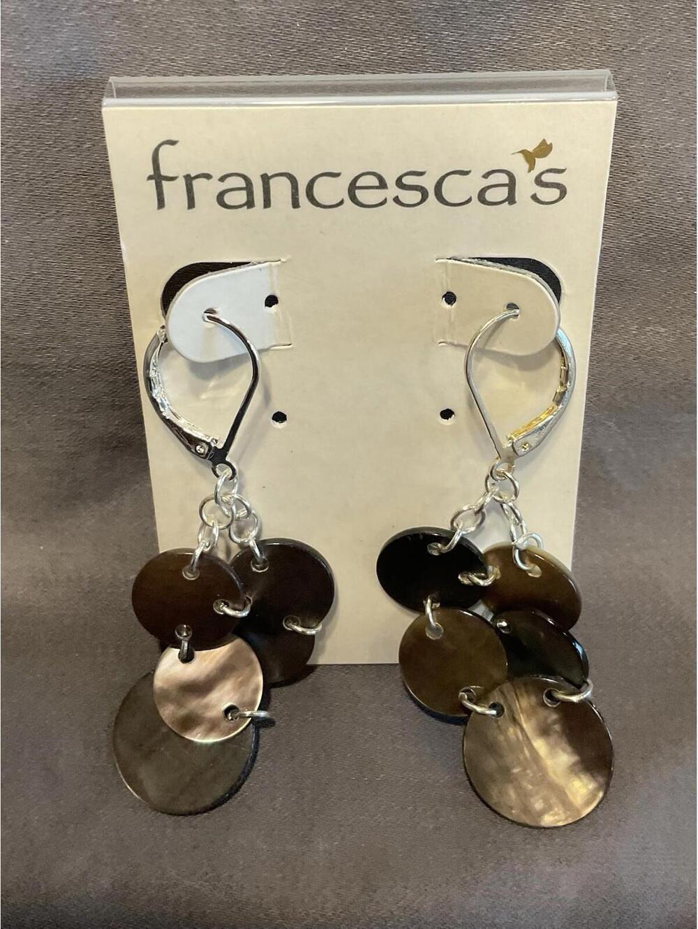 Francesca’s Silver Tone And Shimmery Circles Earrings #1432